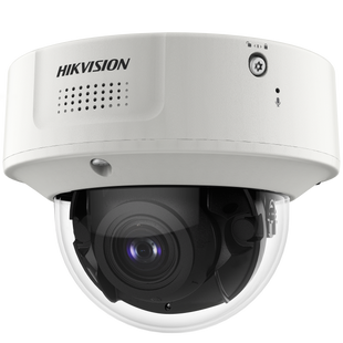 Domo IP 12 Megapixel / Lente Mot. 2.8 a 12 mm /  DARKFIGHTER / WDR 120 dB / IK10 / 40 mts IR / Conteo Facial / Reconocimiento Facial  / PoE / Búsqueda por Atributos / Micrófono Integrado / Micro SD