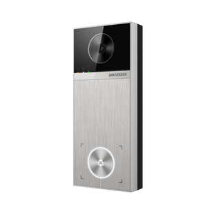 Videoportero / 4 Megapixel / Ángulo de Visión 150° / Control de 2 Cerraduras / Desbloqueo por Tarjeta, Hik-Connect y Estación Interior / IP65 / PoE IEEE802.3at / Compatibilidad ONVIF / H.265