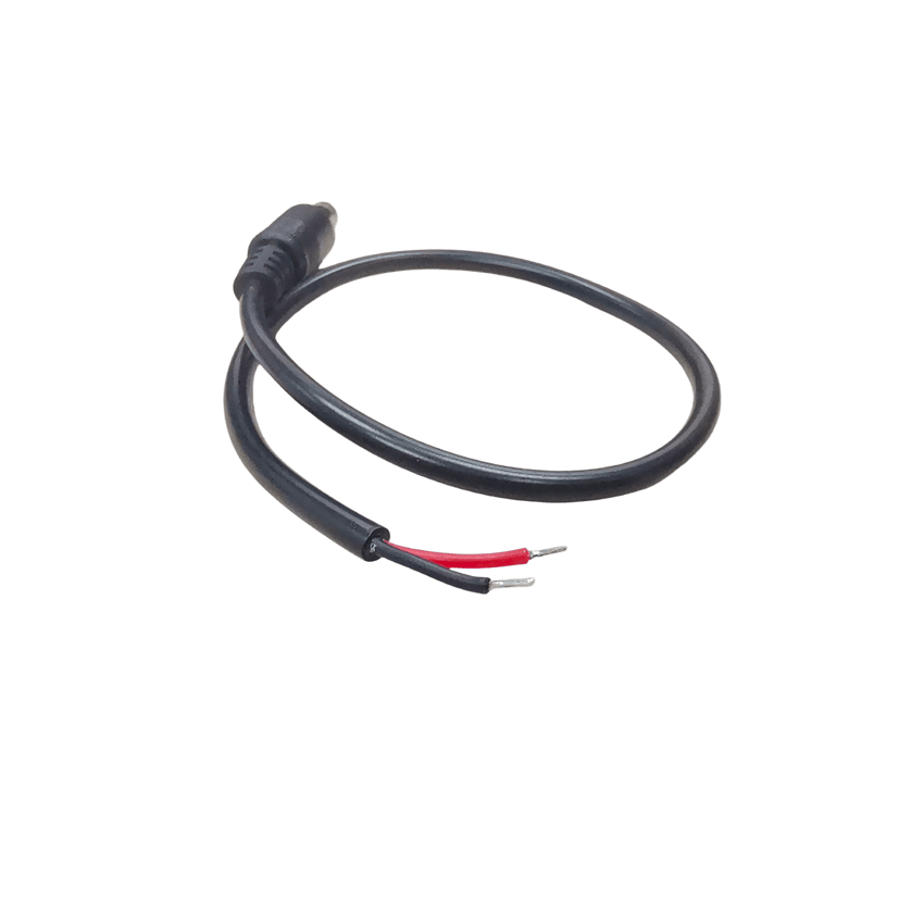 Cable con Conector Macho (Pigtail)  | Forro negro | Alimentación para Vcc con Puntas Libres / Polarizado / Largo 22 cm (8.66 Pulgadas) / Calibre 22AWG.