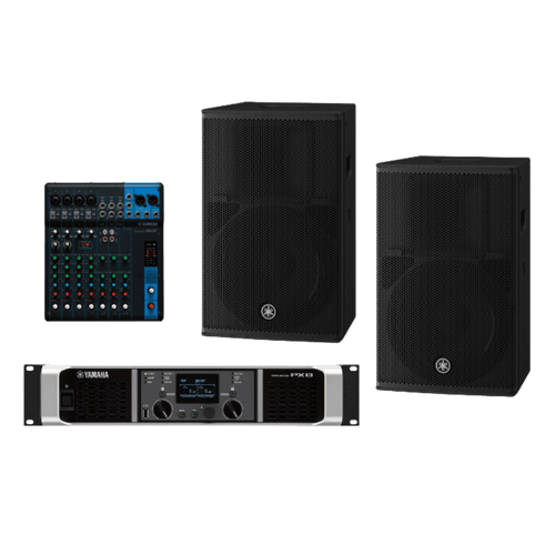 Kit Refuerzo Sonoro y Mixer | Incluye 2 Bocinas CHR12 | Amplificador PX8 | Mezclador MG10 | Ideal para PA