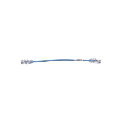 Cable de Parcheo UTP Cat6A, CM/LSZH, Diámetro Reducido (28AWG), Color Azul, 20 cm (7.87 pulgadas).