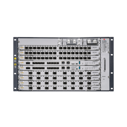 OLT Modular tipo Chasis GPON/XGS-PON Combo, 7 Ranuras de Servicio, Incluye 1 Tarjeta de Servicio de 16 puertos GPON