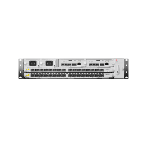 OLT Modular tipo Chasis GPON/XGS-PON Combo,1 Tarjeta de Servicio de 16 Puertos GPON, 2 Ranuras, 2 Fuentes de Alimentación AC, 2 UR