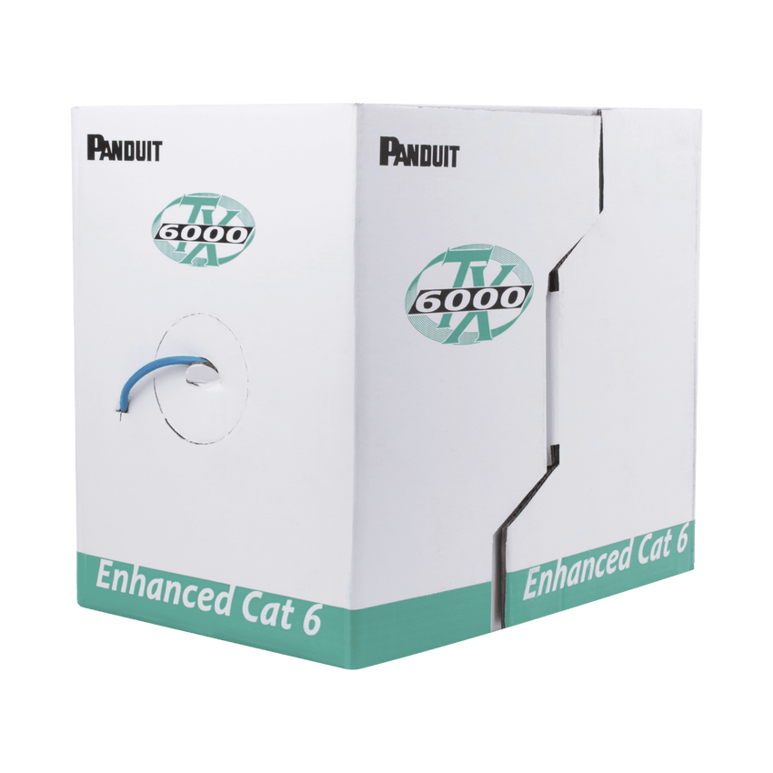 Bobina de Cable UTP 305 m. de Cobre, TX6000™ PanNet, Reelex, Azul, Categoría 6 Mejorado (23 AWG), LSZH (Bajo Humo, Cero Halógenos), de 4 pares