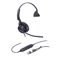 Diadema Alambrica Profesional UH46 Mono de Yealink con Conexión USB-C/A y Cancelación de Ruido por IA