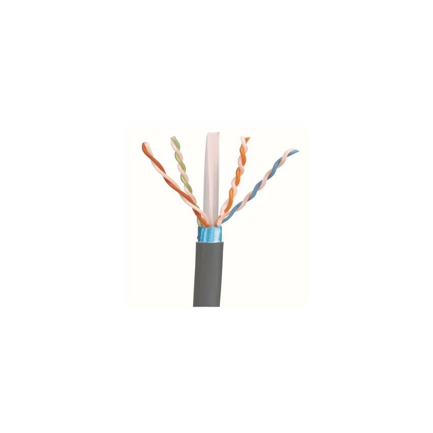Bobina de Cable Blindado F/UTP de 4 Pares, Cat6A, Soporte de Aplicaciones 10GBase-T, LSZH (Libre de Gases Tóxicos), Color Gris, 305m
