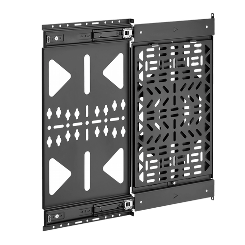 Montaje Deslizante de Almacenamiento AV | Capacidad de Carga 10 kg (22 lbs) | Rango de Deslizamiento 300 mm | Fabricado en Acero | Sistema de Sujeción Quick-Release sin Herramientas