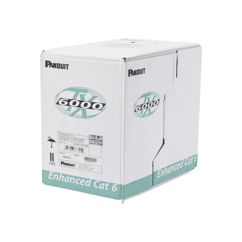 Bobina de Cable UTP 305 Metros (1000 Pies) de Cobre, TX6000? PanNet, Reelex, Gris Internacional, Categoría 6 Mejorado (23 AWG), PVC (CM), de 4 Pares