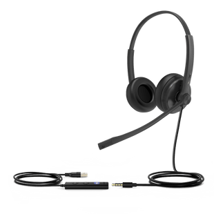 Diadema USB Alámbrica Yealink UH34 Dual Teams C/ Almohadillas de Cuero Compatible con Teléfonos IP Yealink y Computadoras