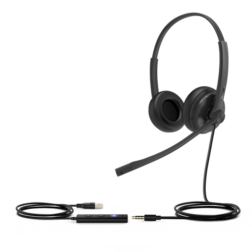 Diadema USB Alámbrica Yealink UH34 Dual Teams C/ Almohadillas de Cuero Compatible con Teléfonos IP Yealink y Computadoras