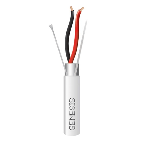 Bobina de 305 M de Cable 2 x 22 AWG BLINDADO / PLENUM / Color Blanco / Para Aplicaciones de Audio, Seguridad y Control