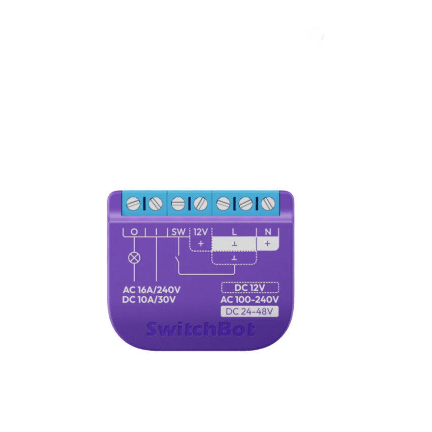 Relay Switch Inteligente Garaje / WiFi + BLE / Control Remoto App / Compatible Matter / Entrada 12-48V CC / Salida 30V 10A / 42 x 36 x 16 mm (1.7 x 1.4 x 0.6 in)