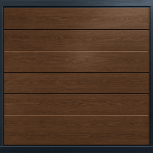 Puerta de Garage de Alta Calidad / Linea Central / Imitacion madera / oscura / 12x7 pies / AISLADA / Estilo Americana.