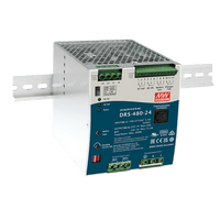 Fuente de Poder Industrial de 480W con Cargador de Baterías, salida 24Vcc, 20A, para montaje Riel Din