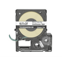 Casete de Etiquetas de Vinilo de Cinta Continua, Color Negro Sobre Amarillo, Uso Interior/Exterior, 9 mm de Ancho x 7 Metros de Largo