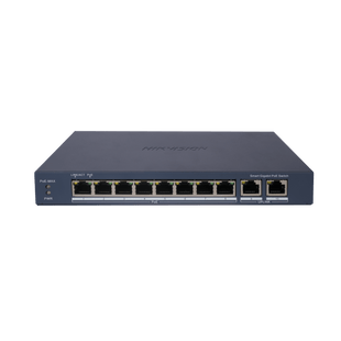 Switch Gigabit PoE+ / Administrable / 8 Puertos Gigabit PoE+ / 2 Puertos Gigabit / Configuración Nube Hik-Partner Pro / Modo Extendido hasta 300 Metros / 110 W