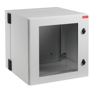 Gabinete Industrial ProTek de Puerta con Ventana, Protección NEMA Tipo 12; IP55; IK10, Abatible, Fabricado en Acero, 12 UR, Color Gris Claro