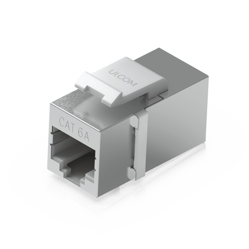 Keystone Coupler Cat6A Pass-Through para Cable Ethernet Preterminado, Instalación Snap-In en Patch Panel, Paquete con 12 Piezas