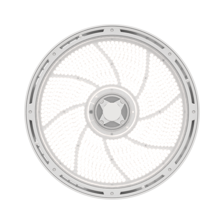 Luminaria LED High Bay Redonda REBL / 12,000-18,000 Lúmenes / Óptica Micro-Prisma Patentada / UGR Ultra Bajo / IK10 IP66 NEMA 4X / Temperatura 3500K-4000K-5000K Switchable / UVOLT 120-347V.