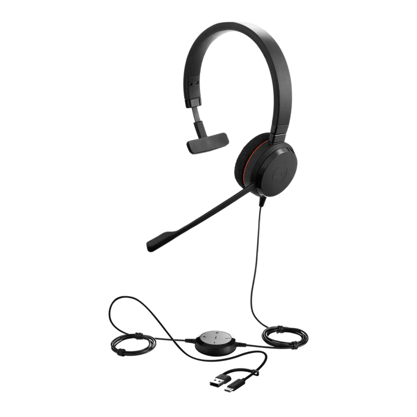 Jabra Evolve 20 Mono con Conexión USB C/A, Micrófono con Cancelación de Ruido de Ultima Generación, Configuración Plug and Play (4993-829-269)