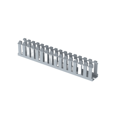 Canaleta Ranurada de PVC sinTapa, Tipo F, 23.6 mm de Ancho, 39.9 mm de Alto y 1.8 m de Largo, Color Gris