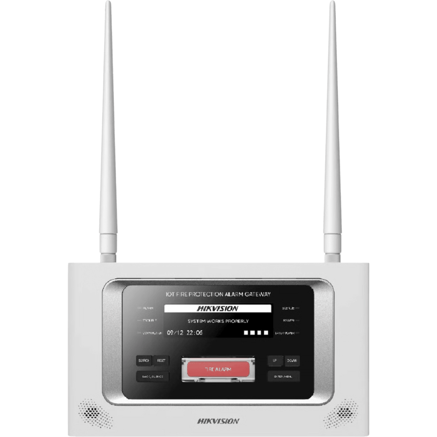(HikFire) Panel Inalámbrico de Detección de Incendio (Gateway LoRa) / Pantalla LCD Táctil / Comunicación hasta 2 km / Gestión de 128 Dispositivos / Encriptación AES128 / Integración a HikCentral Professiona