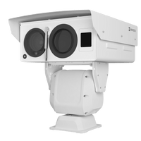 PTZ Punta de Poste IP Dual / Lente Térmico 100 mm (640 X 512) / Lente Óptico 56X Zoom (4 MP) / 800 mts IR Laser / 36 VCC / IP66 / Recubrimiento Anticorrosivo