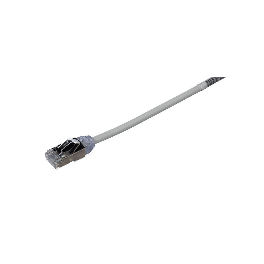Patch Cord Cat6A, Diametro Reducido 28 AWG, Blindado S/FTP, CM/LS0H, 5 m, Color Gris