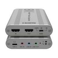 Tarjeta de Captura HDMI 8K a USB 3.2 Gen 1 | Resolución 8K@60Hz y 4K2K@144Hz | Ancho de Banda 48Gbps | Mezcla de Audio HDMI-Micrófono-Línea | Compatibilidad Multiplataforma Windows-macOS-Linux | Carcasa de Aluminio Plateado