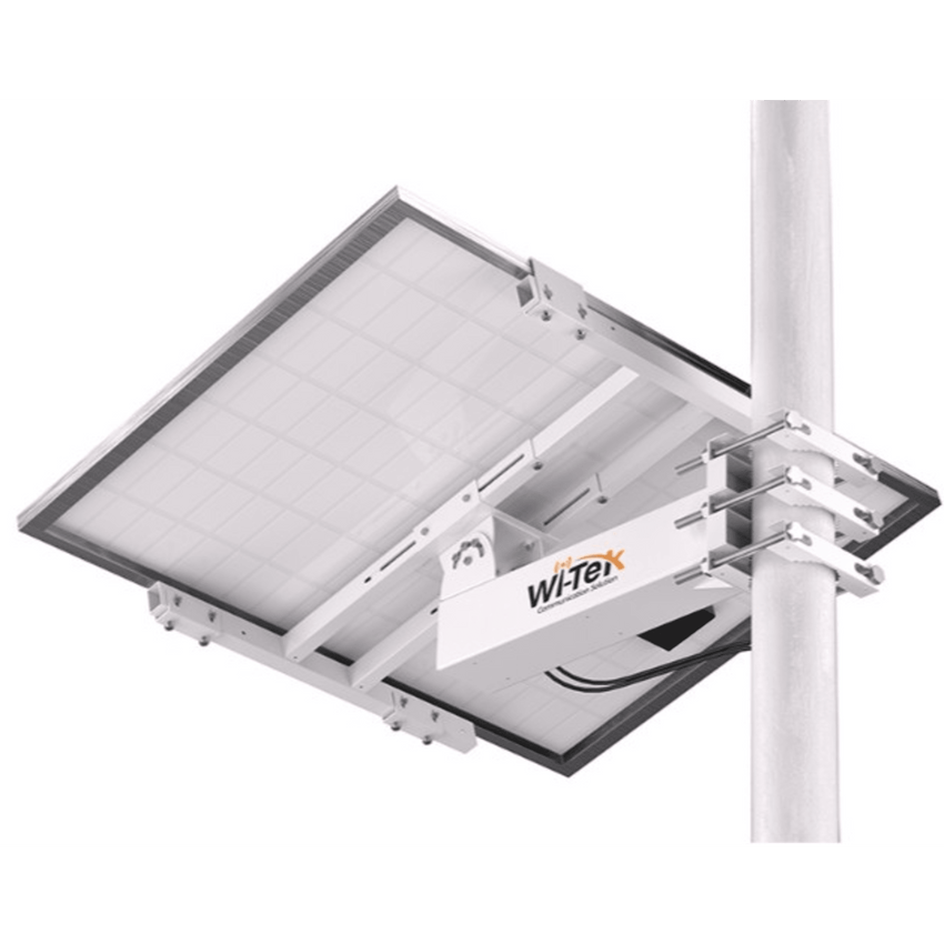 Soporte/Montaje para Panel Solar WI-BRKP133 para Postes / Estructura Galvanizada SGCC 2 mm / Ajuste Ángulo 0-75° / Compatible Postes Redondos 76-133 mm y Cuadrados 50-130 mm / Paneles hasta 900 mm Ancho y 35 mm Grosor / Resistente Corrosi&o