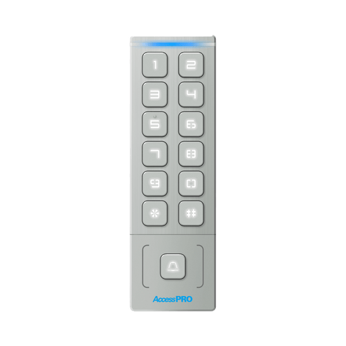 Teclado Autónomo / Diseño Slim Metálico / 1000 Tarjetas y Contraseñas /  Exterior IP65 / Lector de Tarjetas Prox EM / Salida Wiegand