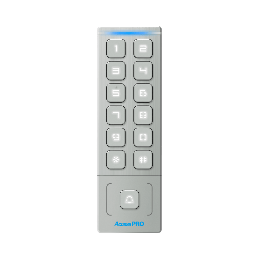 Teclado Autónomo / Diseño Slim Metálico / 1000 Tarjetas y Contraseñas /  Exterior IP65 / Lector de Tarjetas Prox EM / Salida Wiegand