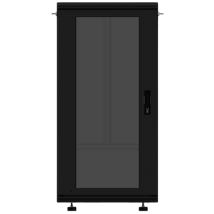 Gabinete Rackeable 19 Pulgadas / 24 Unidades / Piso / Puerta de Cristal / Acero Calibres 16-18-20 / Capacidad 750 Kg / Dimensiones 600x605x1190 mm (23.6x23.8x46.9 in) / Ventilación 120 mm / Cerradura