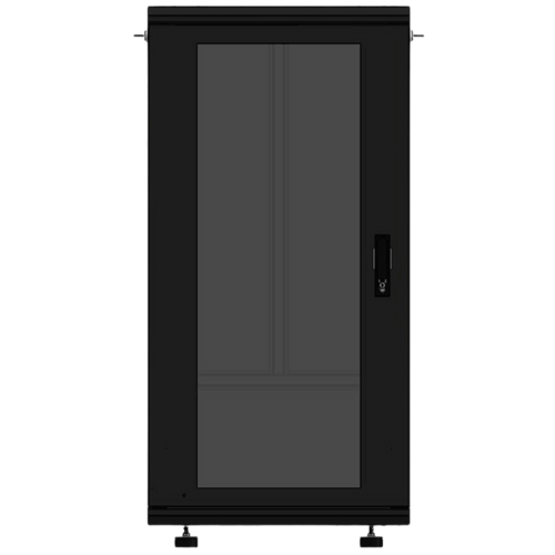 Gabinete Rackeable 19 Pulgadas / 24 Unidades / Piso / Puerta de Cristal / Acero Calibres 16-18-20 / Capacidad 750 Kg / Dimensiones 600x605x1190 mm (23.6x23.8x46.9 in) / Ventilación 120 mm / Cerradura