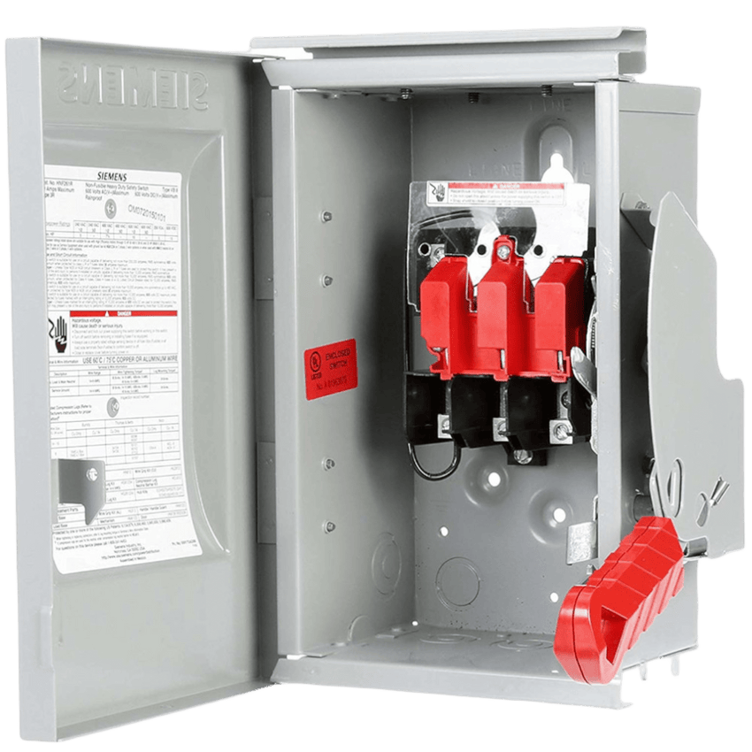 Interruptor de Seguridad HNF361R, 600Vca, 3 polos, 30 Amp, sin portafusibles, Nema 3R.