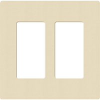 Placa de pared 2 espacios, para atenuador (dimmer), apagador ó control remoto inalámbrico LUTRON.