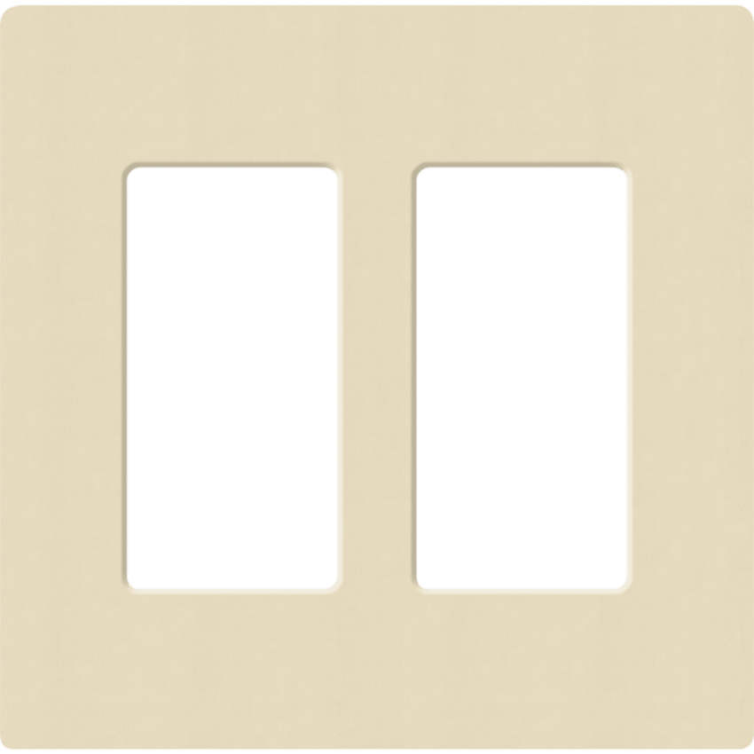 Placa de pared 2 espacios, para atenuador (dimmer), apagador ó control remoto inalámbrico LUTRON.