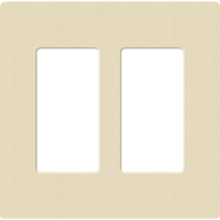 Placa de pared 2 espacios, para atenuador (dimmer), apagador ó control remoto inalámbrico LUTRON.