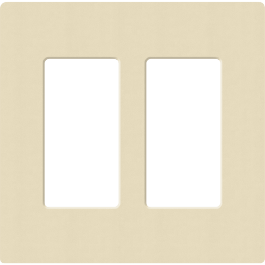 Placa de pared 2 espacios, para atenuador (dimmer), apagador ó control remoto inalámbrico LUTRON.