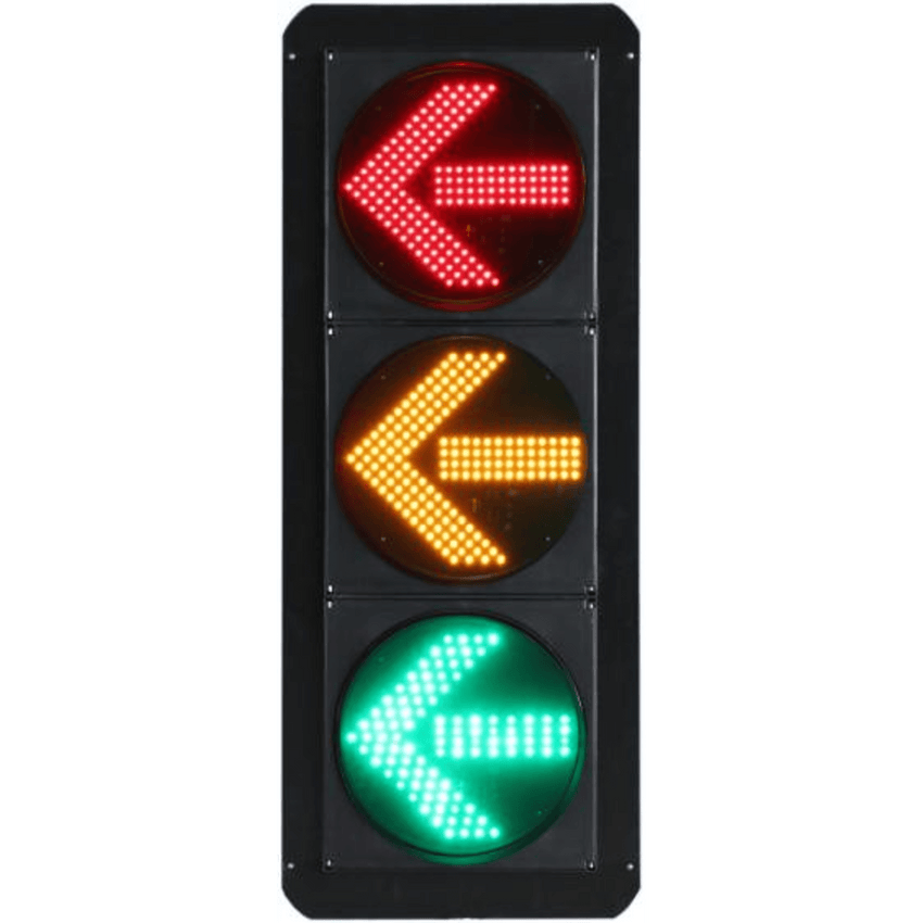 Semáforo Vertical de Giro Izquierdo / LED de Cuatro Elementos / Carcasa PC y ABS / IP53 / Transformador AC 24V / Flecha Izquierda / Protección IP53 / Vida Útil LED ≥100,000 Hrs