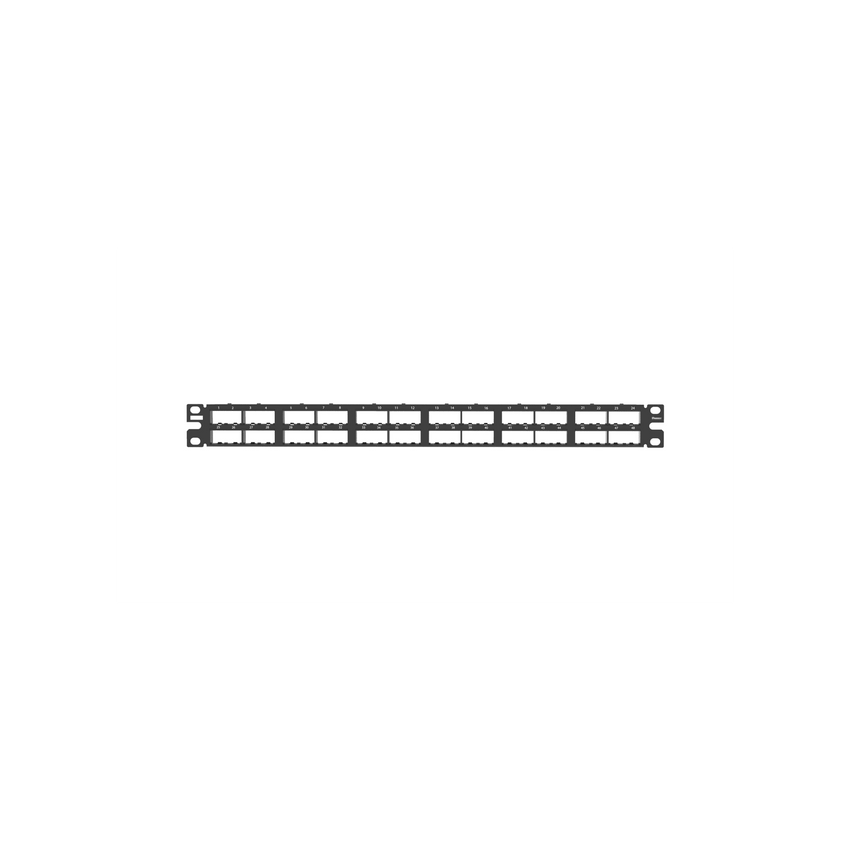 Panel de Parcheo Modular Mini-Com (Sin Conectores), Plano, Blindado, Alta Densidad, de 48 puertos, 1UR