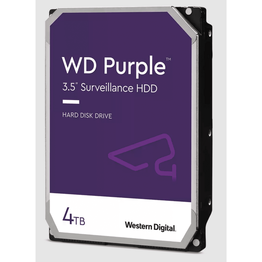Disco Duro WD Purple Surveillance / 4TB / SATA 6Gb/s / 3.5" / Tecnología AllFrame / 180TB año Workload / Soporte 64 Cámaras HD / 16 Bays / Componentes Anti-Corrosión / 3 Años Garantía