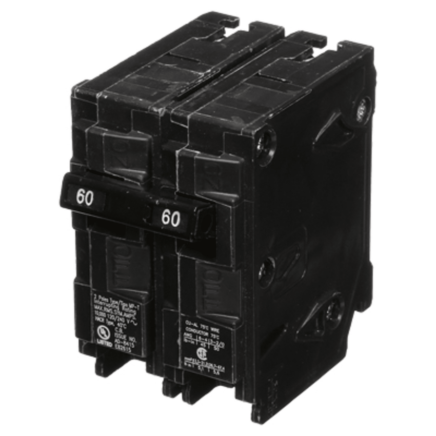 Interruptor automático enchufable tipo QP 2 polos, 60 amp