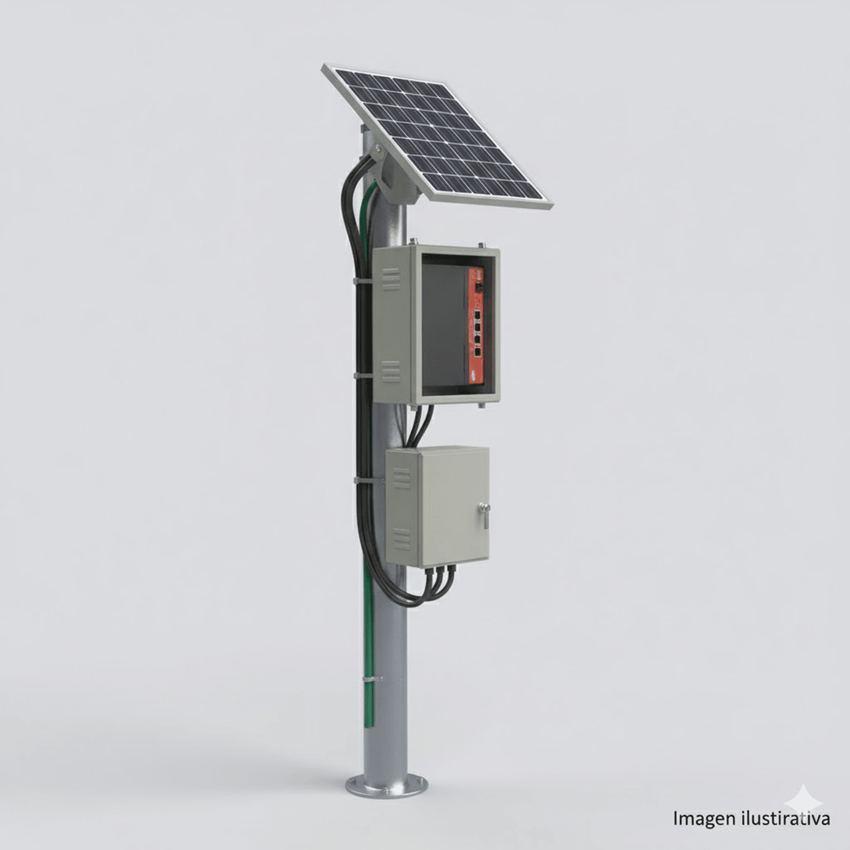 Kit Solar Witek de 28 W con 5 Puertos PoE 802.3 af y PoE Pasivo 24 V para alimentar Camaras IP y un Enlace Punto a Punto en 24 Vcc