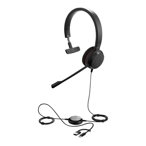 Jabra Evolve 20 Mono con Conexión USB C/A, Micrófono con Cancelación de Ruido de Ultima Generación, Configuración Plug and Play, Certificación Microsoft Teams (4993-823-169)