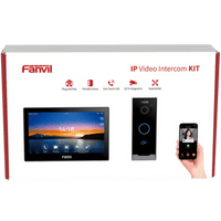 Kit Videoportero IP Fanvil VIK-01, Estación Interior SIP i504W + Frente de Calle i60, Llamadas HD, Desbloqueo Remoto, App Fanvil Link, Wi-Fi 2.4G/5G, PoE