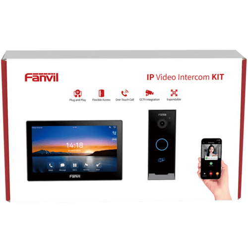 Kit Videoportero IP Fanvil VIK-01, Estación Interior SIP i504W + Frente de Calle i60, Llamadas HD, Desbloqueo Remoto, App Fanvil Link, Wi-Fi 2.4G/5G, PoE