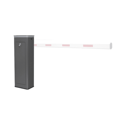 Barrera Vehicular Derecha / Soporta Brazo de Hasta 5.5 m / Final de Carrera Ajustable Por Programación / Movimiento fluido / Diseño Elegante Color Gris / Con Corona Led Semaforizada