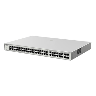 Switch Administrable PoE Capa 2+ Plus, con 48 puertos Gigabit PoE 802.3af/at + 4 SFP+ para fibra 10Gb, gestión gratuita desde la nube, 370w