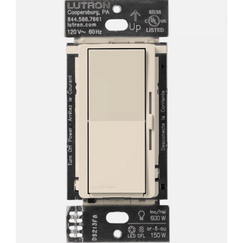 (Caseta Wireless) Atenuador de pared. Aumenta/Disminuye Intensidad de Iluminación.  No requiere cable neutro. 150W LED / 600W INC/HAL
